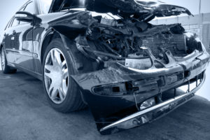 car that has been in a front end collision whose occupants might need a car accident attorney